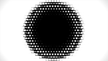 Poster - Black and white cubes screen wipe transition. In the middle. Inside out. High-tech 3D animation.