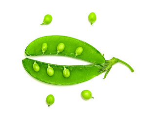 Green peas isolated on white background