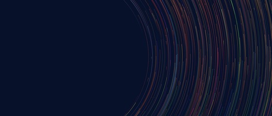 Abstract colorful circular lines on dark blue background