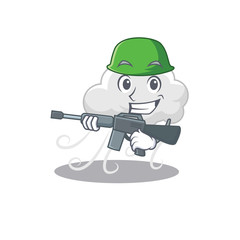 Canvas Print - A cartoon picture of cloudy windy in Army style with machine gun