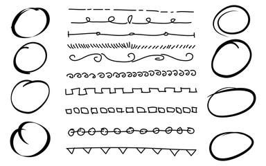 Poster - scribble Lines hand drawn vector set. doodle grunge brush stroke lines. isolated on white background. vector illustration
