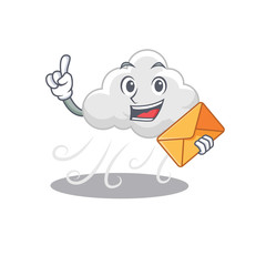 Poster - Happy cloudy windy mascot design concept with brown envelope