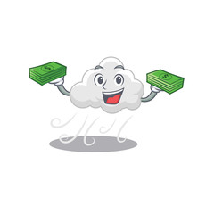 Sticker - A wealthy cloudy windy cartoon character having money on hands