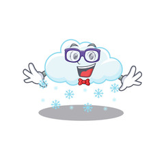  Mascot design style of geek snowy cloud with glasses