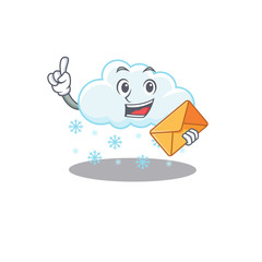 Poster - Happy snowy cloud mascot design concept with brown envelope