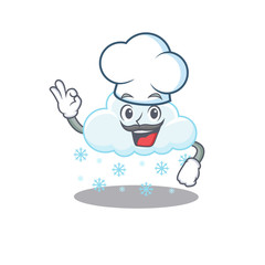 Canvas Print - Snowy cloud chef cartoon design style wearing white hat