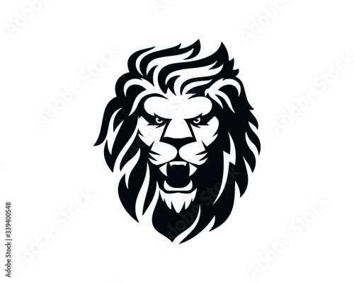 Fotomural lion logo, classic, club, elegant, emblem, gold, golden, head, jungle, king, kin