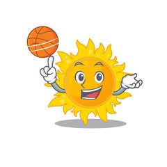 Poster - Gorgeous summer sun mascot design style with basketball