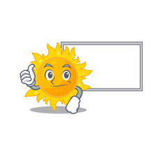 Sticker - Humorous summer sun cartoon design Thumbs up bring a white board