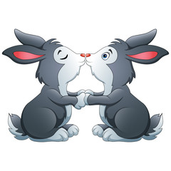 Sticker - Cute a couple bunnies kissing