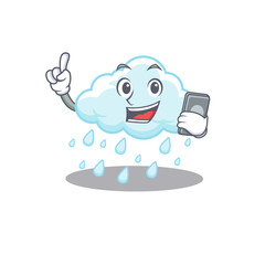 Poster - Cloudy rainy cartoon character speaking on phone