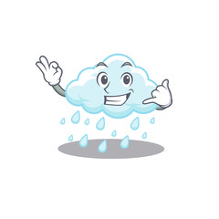 Wall Mural - Cartoon design of cloudy rainy with call me funny gesture