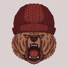 Wall Mural - Angry bear head vector illustration