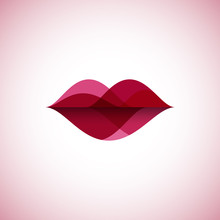 Abstract Linear Color Lips Logo. Wave Sound Speech Vector Illustration