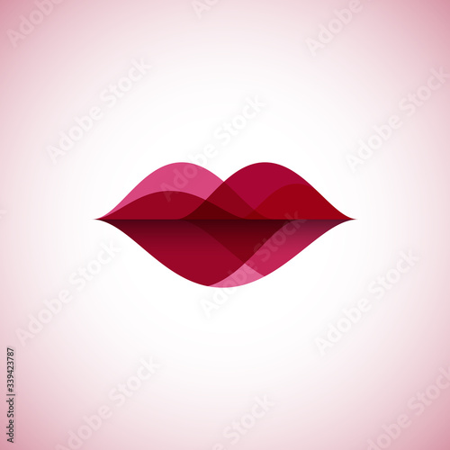 Abstract linear color lips logo Poster Mural XXL