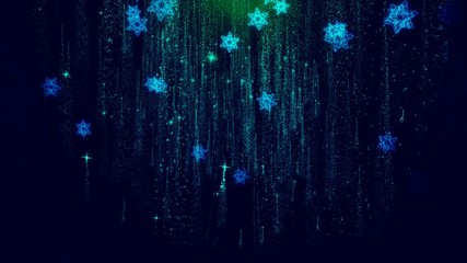 Wall Mural - Christmas Snow Flake with Particle Glitter. Christmas snow flake on a seamless loop background.