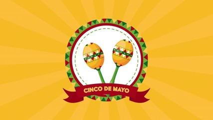 Canvas Print - cinco de mayo celebration mexican with maracas