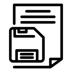 Poster - Floppy disk paper icon. Outline floppy disk paper vector icon for web design isolated on white background