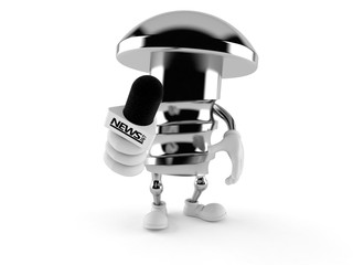 Canvas Print - Bolt character holding interview microphone