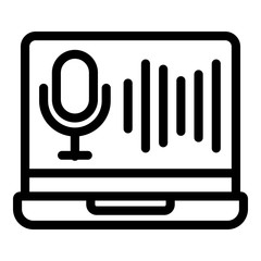 Poster - Laptop audio record icon. Outline laptop audio record vector icon for web design isolated on white background