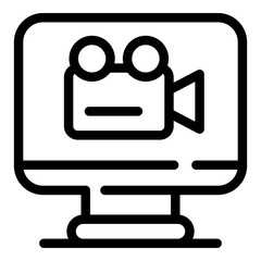 Poster - Monitor pc screen record icon. Outline monitor pc screen record vector icon for web design isolated on white background