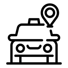 Poster - Taxi car gps location icon. Outline taxi car gps location vector icon for web design isolated on white background