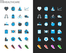Healthcare Icons Light And Dark Theme. 48x48 Pixel Perfect.