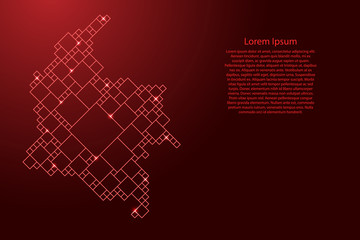Fototapete - Colombia map from red pattern from a grid of squares of different sizes . Vector illustration.
