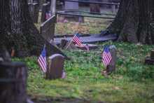American Flags At Cemetery