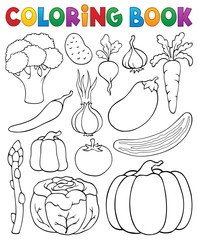 Canvas Print - Coloring book vegetable collection 1