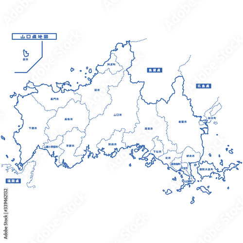 山口県地図 シンプル白地図 市区町村 Stock Vector Adobe Stock
