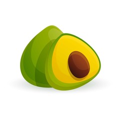Poster - Half avocado icon. Cartoon of half avocado vector icon for web design isolated on white background