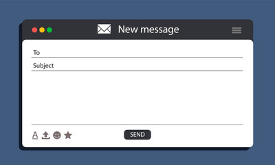 Email interface banner for browser message. Blank device screen. Mock up for your text. Layout email template. Vector stock illustration eps10