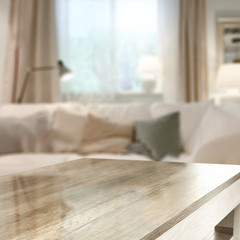 Wall Mural - table background of free space and blurred window background