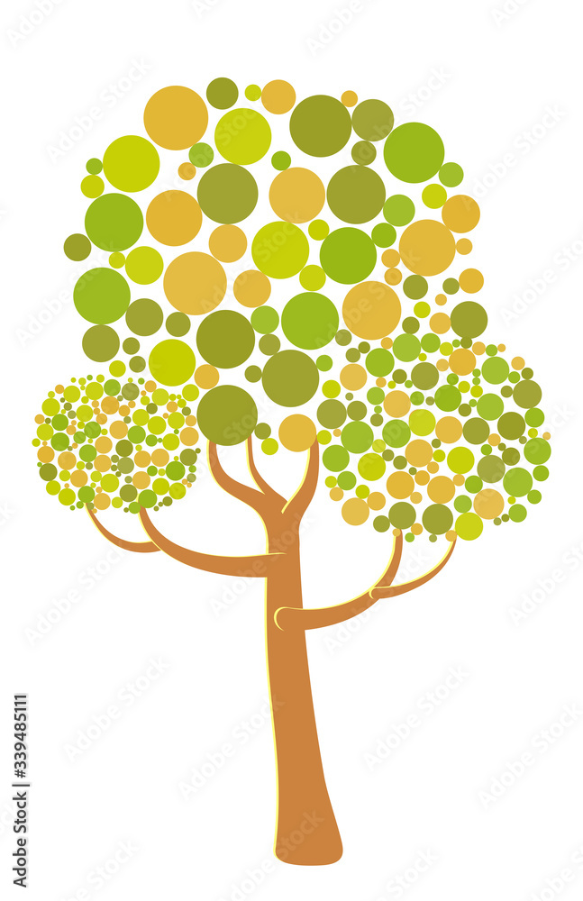 Vector abstract colorful tree from different bubbles. Game UI flat ...