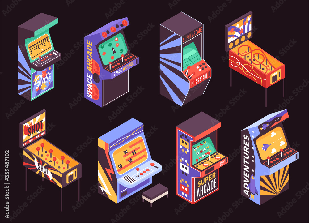 Game Machines Isometric Set Stock Vector | Adobe Stock