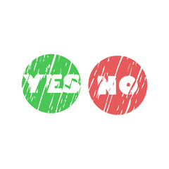 Wall Mural - Yes and no banners grunge effect on white background, vector eps10 illustration