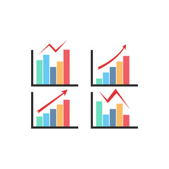 Wall Mural - color graph chart icons set. vector illustration on white background eps10