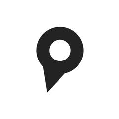 Wall Mural - Black Round Geo Location Pin vector icon.
