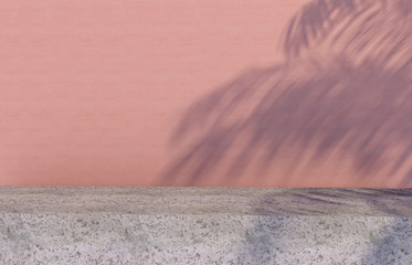 Aufkleber - Natural beauty poduim backdrop with Stone texture and tropical palm leaves shadow for cosmetic product display.  3d rendering.