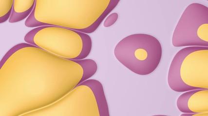 Poster - Abstract background with many different shapes that devide and collect endlessly on colorful backdrop, seamless loop. Stock animation. Process of cell devision.