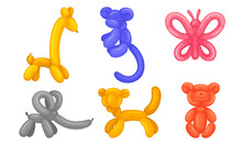 Balloon Twisting Art With Animal Figures Vector Set