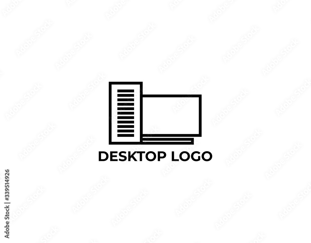 Simple Icon Logo of Computer. Design in Simple Desktop Image Vector ...