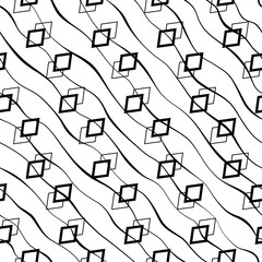 Poster - Brush seamless pattern. Abstract grunge texture. Hand drawn black and white background. Can use for effect overlay. Graphic backdrop. Repeating contemporary composition monochrome design. Vector