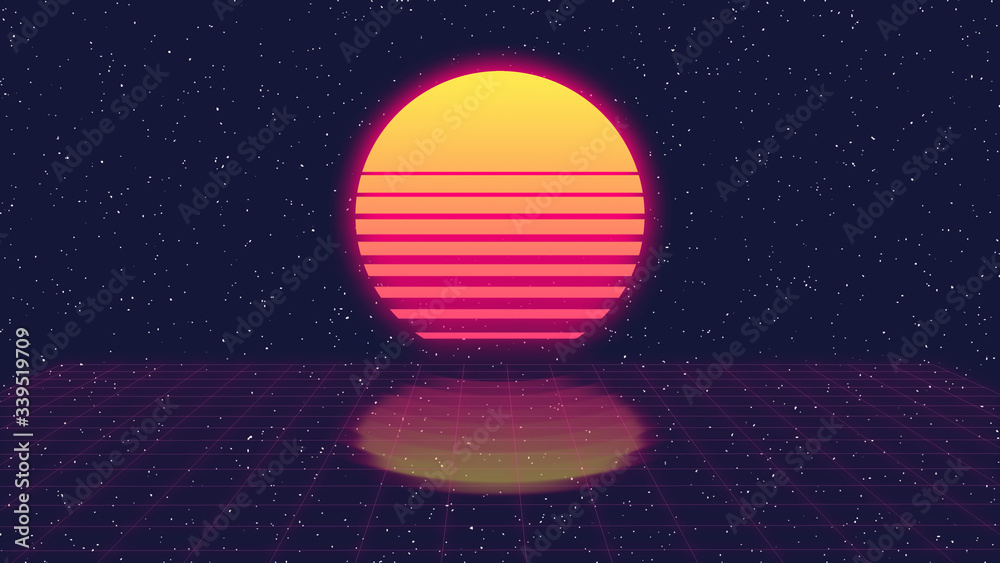 Stock-Illustration „Simple Synthwave Sunset background. Retro Future ...