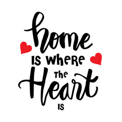 Wall Mural - Home is where the heart is. Motivational quote.