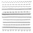set of hand drawn dividers borders in black and white