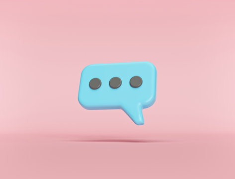 Typing in a chat bubble icon isolated on pastel background. comment sign symbol. minimal concept. 3d rendering