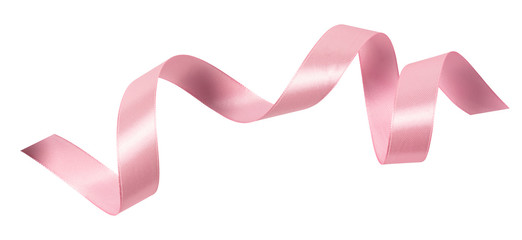 a pink ribbon isolated on a white background with clipping path.