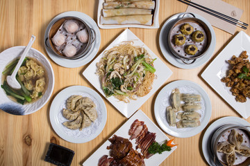 Wall Mural - Table with traditional chinese food